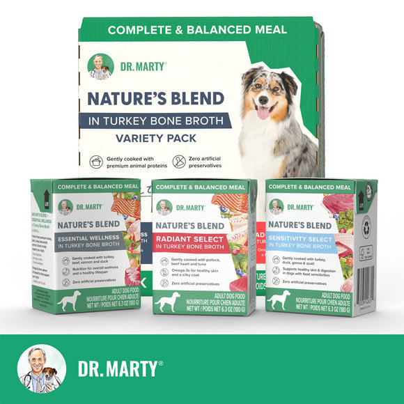 Dr. Marty Nature&#39;s Blend in Turkey Bone Broth Variety Pack Dog Food