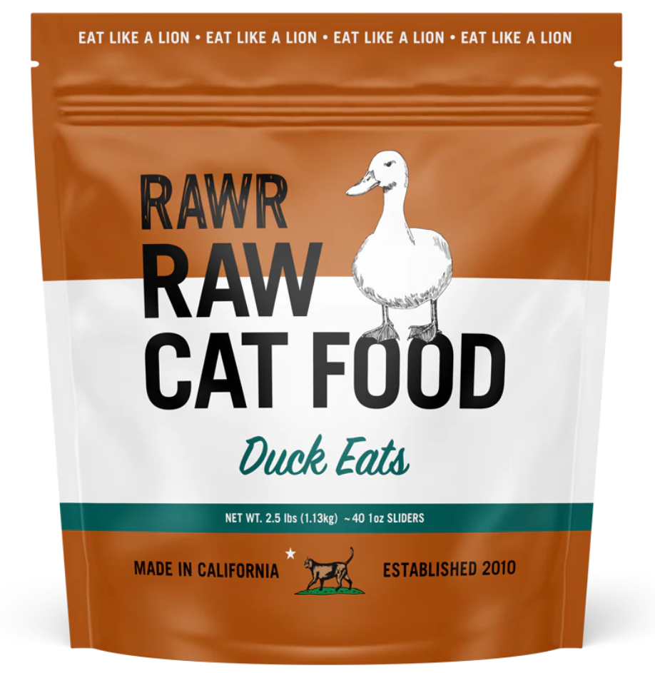 Rawr Bone-In Duck Eats Frozen Sliders Raw Cat Food