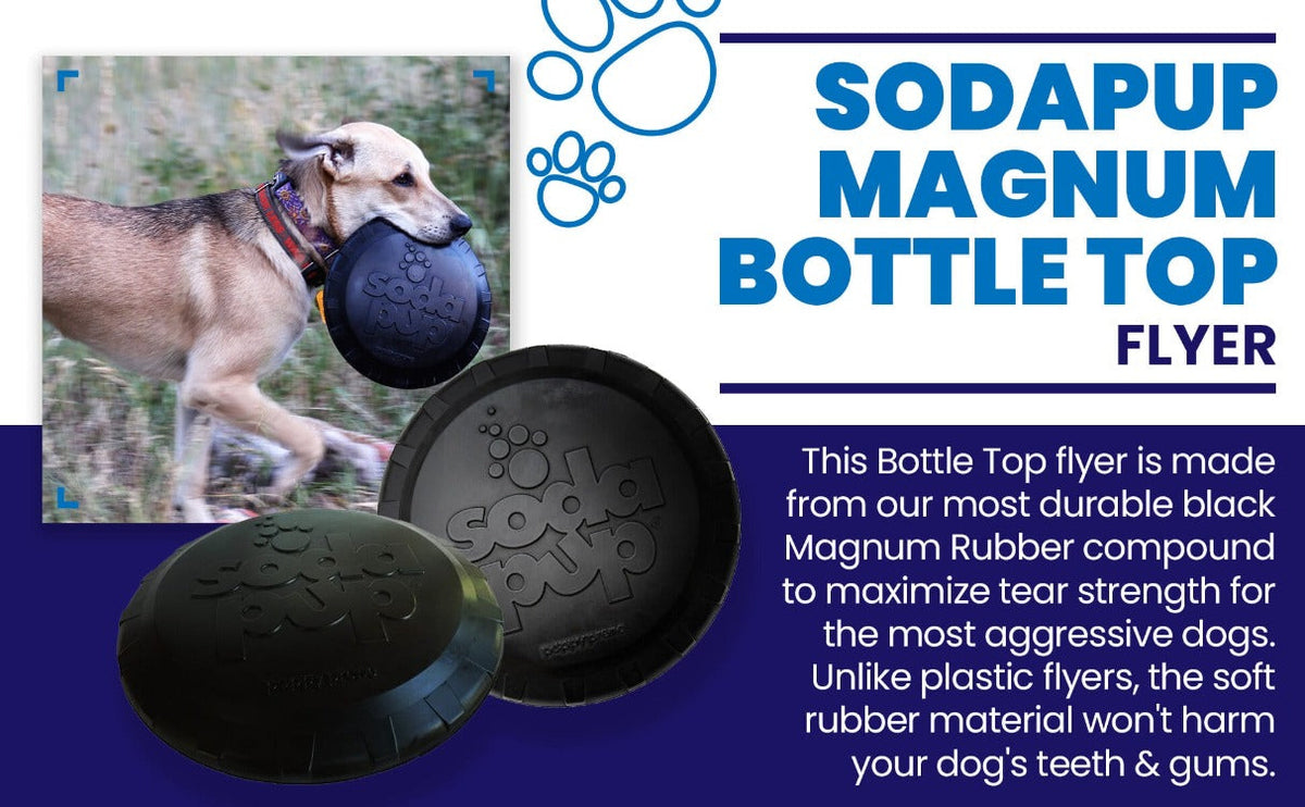 SodaPup Magnum Bottle Top Flyer Ultra Durable Rubber Retrieving Frisbee Dog Toy