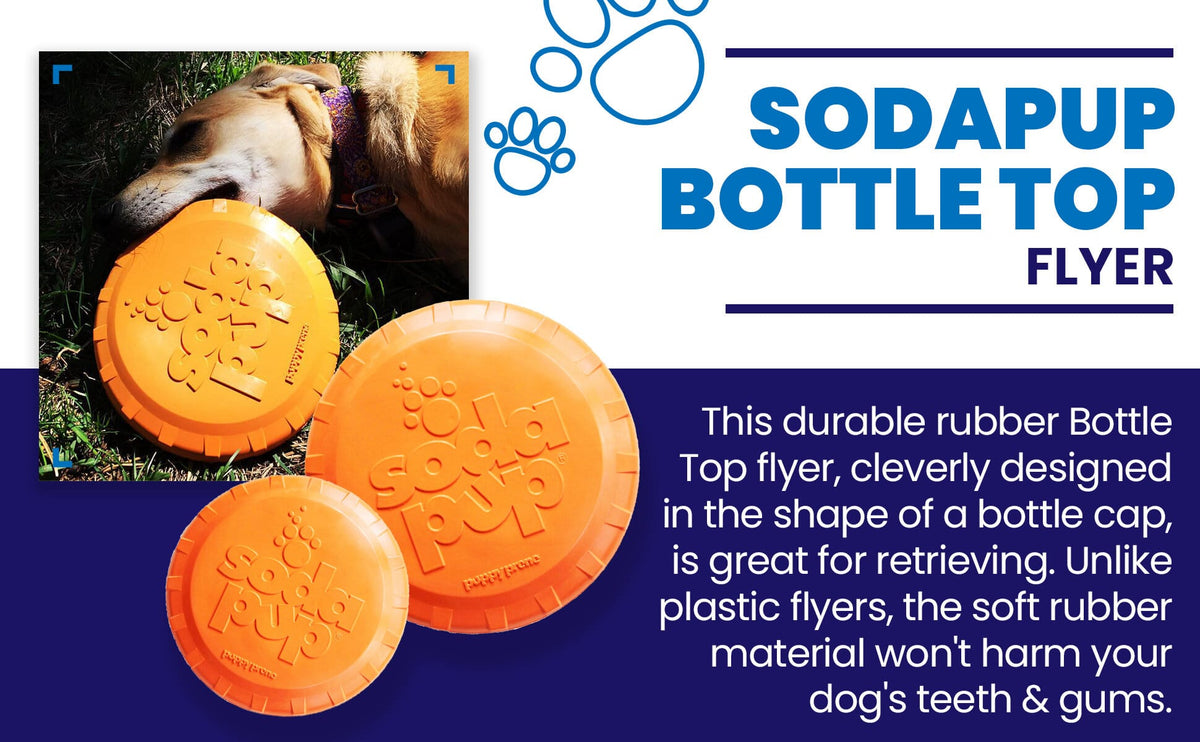 SodaPup Bottle Top Flyer Durable Rubber Retrieving Frisbee - Orange