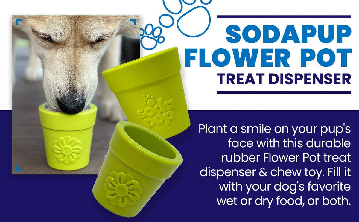 SodaPup Large Flower Pot Durable PUP-X Rubber Treat Dispenser & Enrichment Toy