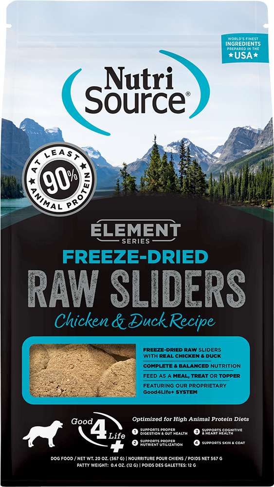 NutriSource Element Series Freeze-Dried Raw Sliders Chicken &amp; Duck Dog Food