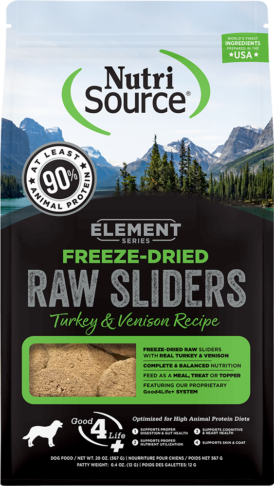 NutriSource Element Series Freeze-Dried Raw Sliders Turkey &amp; Venison Dog Food