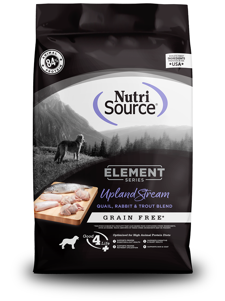 NutriSource Element Series Grain Free Upland Stream Quail, Rabbit &amp; Trout Dog Food