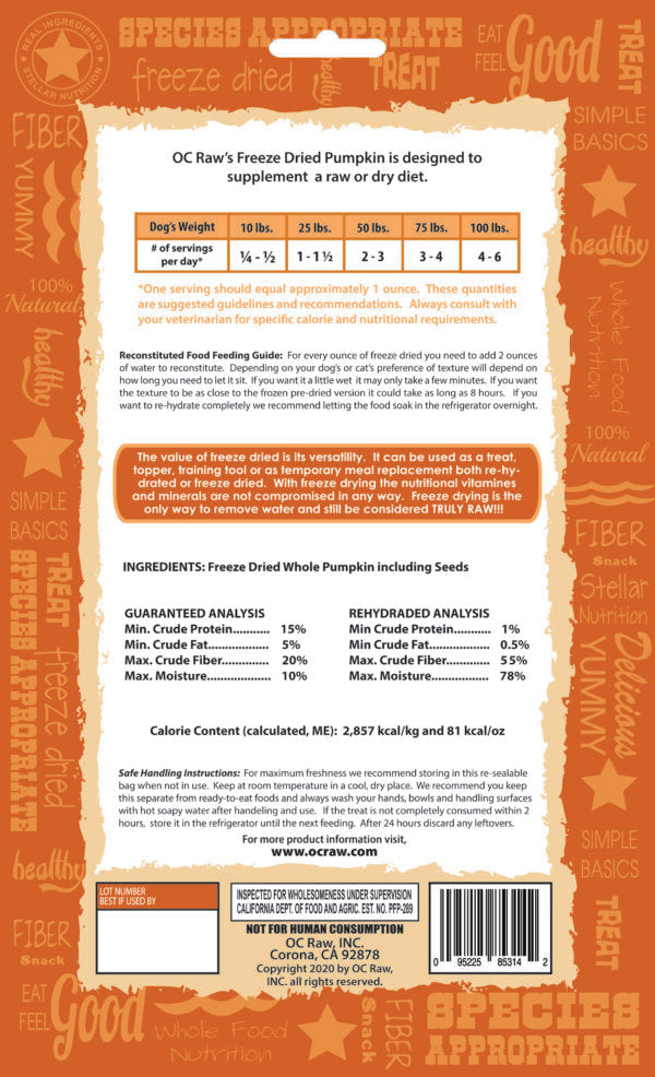 OC Raw Freeze-Dried Pumpkin for Dogs &amp; Cats