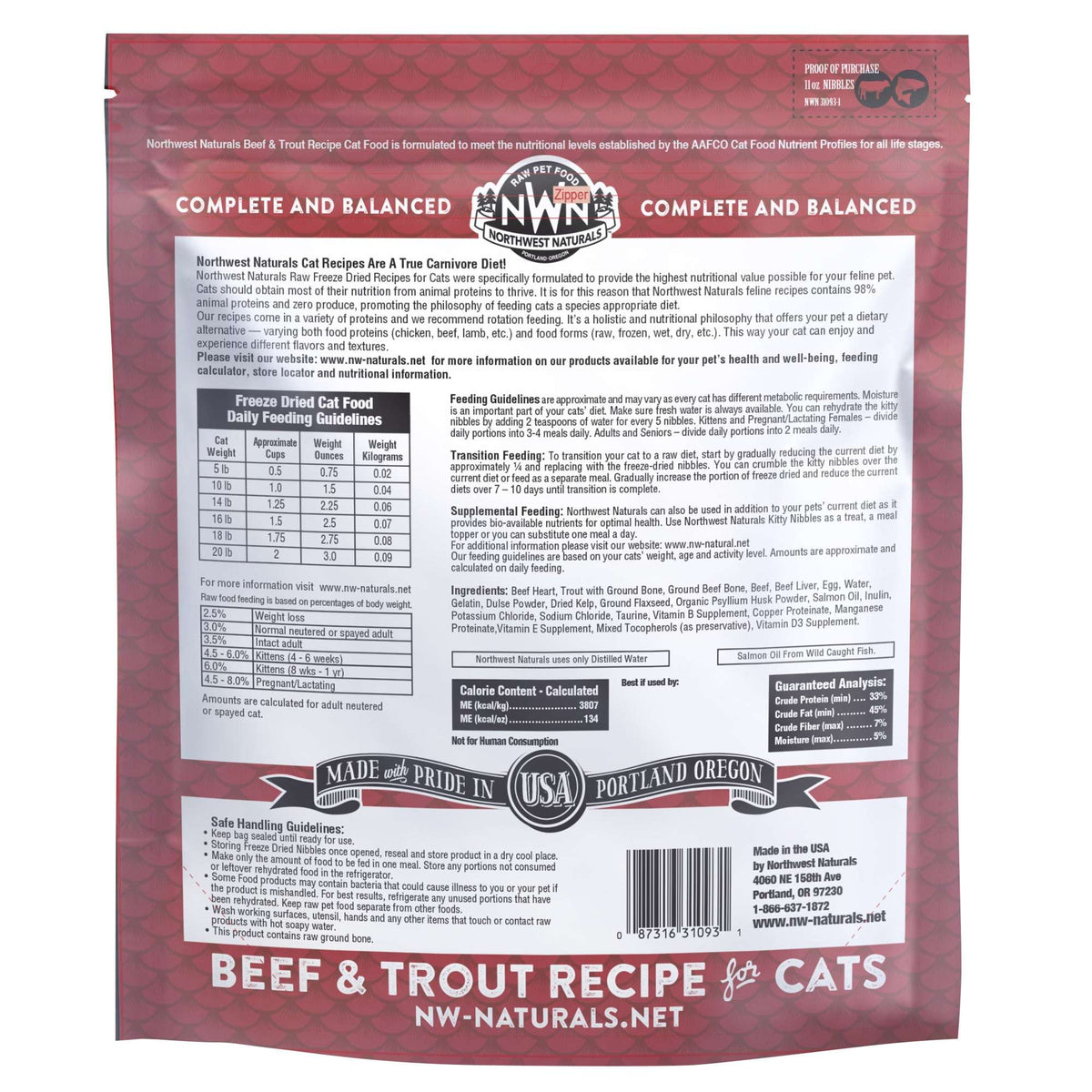 Northwest Naturals Freeze-Dried Raw Beef &amp; Trout Cat Food