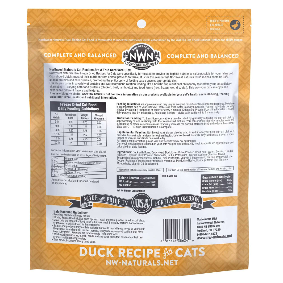 Northwest Naturals Freeze-Dried Raw Duck Cat Food