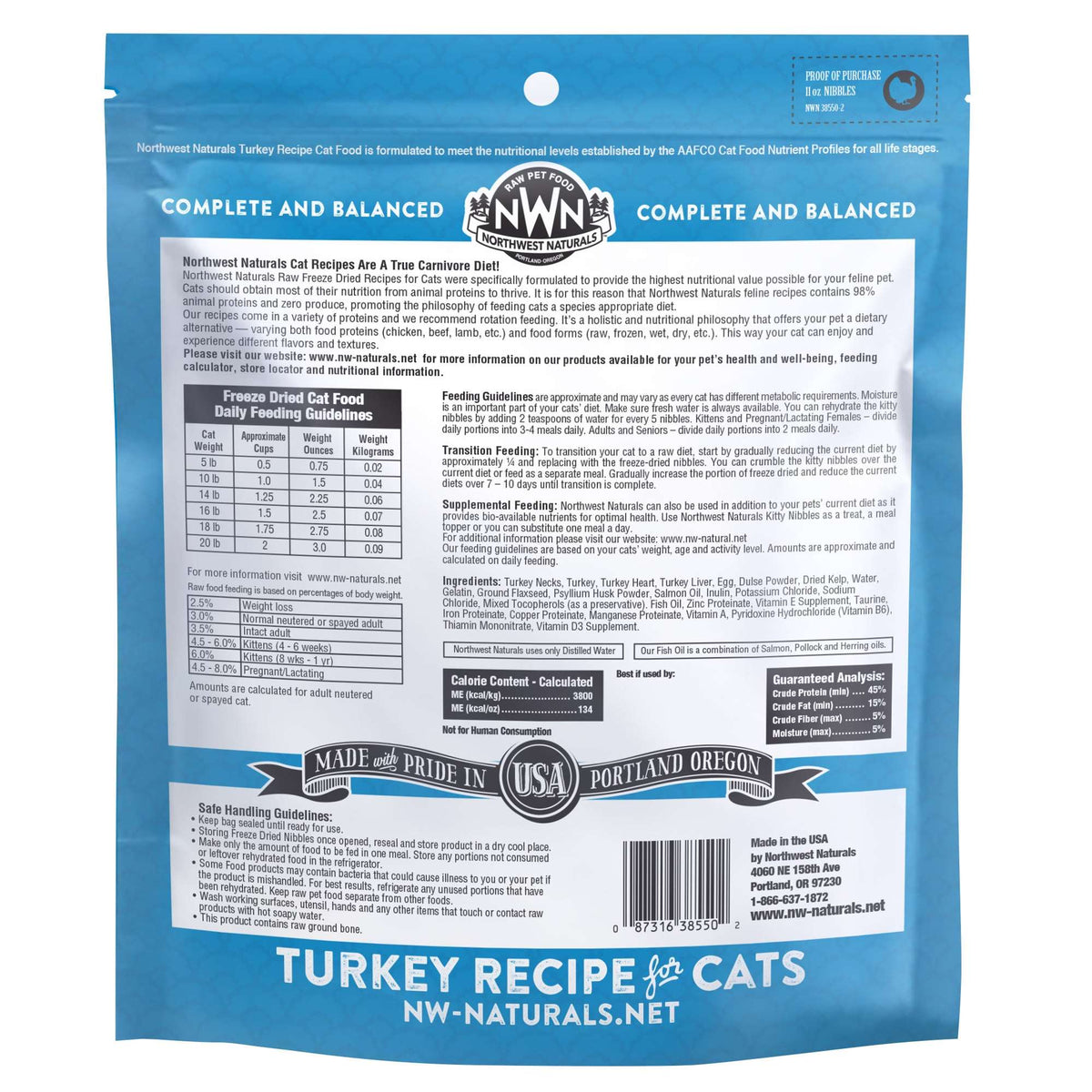 Northwest Naturals Freeze-Dried Raw Turkey Cat Food