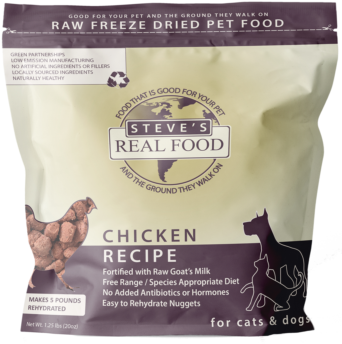 Steve&#39;s Real Food Freeze-Dried Raw Nuggets Chicken Dog &amp; Cat Food