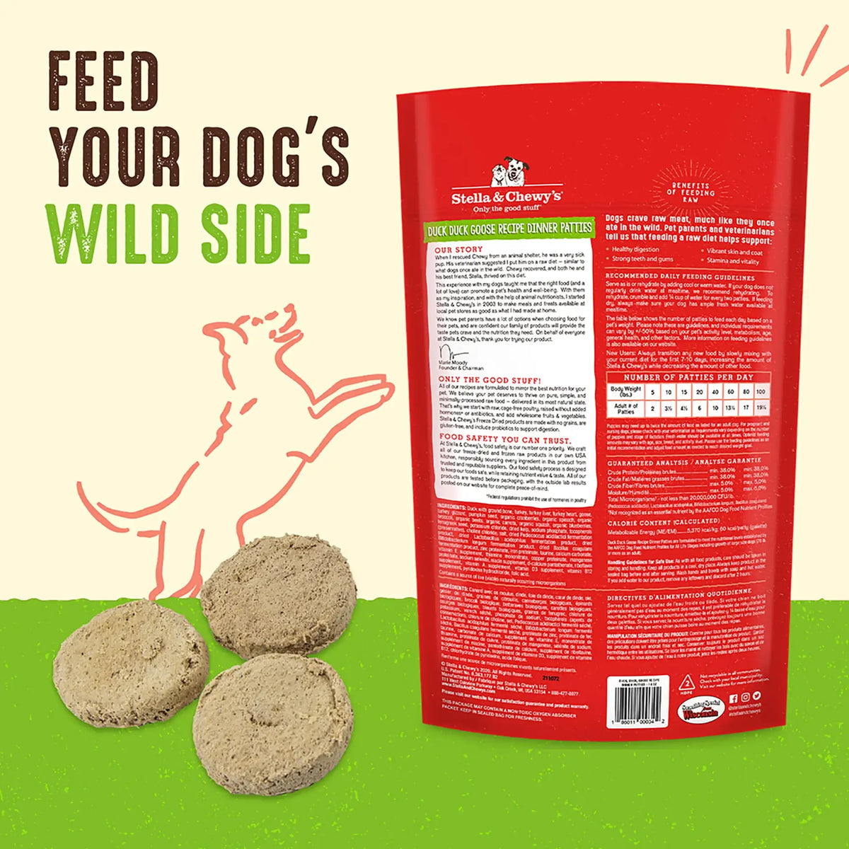 Stella &amp; Chewy&#39;s Freeze-Dried Raw Duck Duck Goose Dinner Patties Dog Food