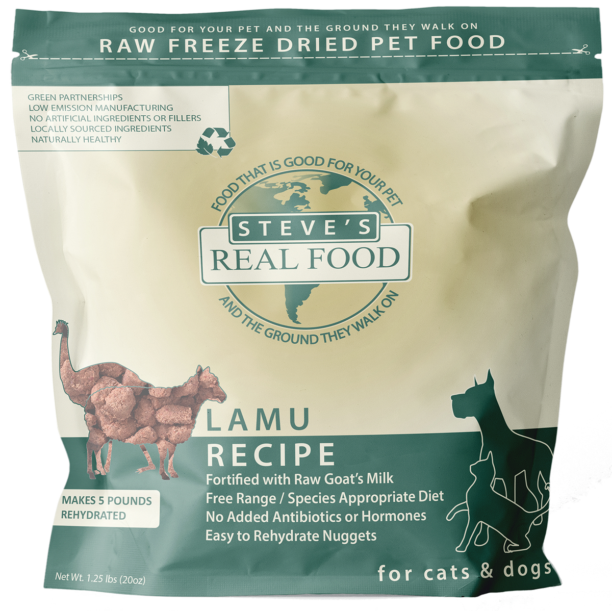 Steve&#39;s Real Food Freeze-Dried Raw Nuggets Lamu Dog &amp; Cat Food