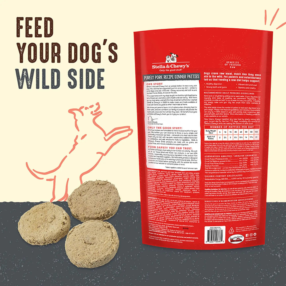 Stella &amp; Chewy&#39;s Freeze-Dried Raw Purely Pork Dinner Patties Dog Food