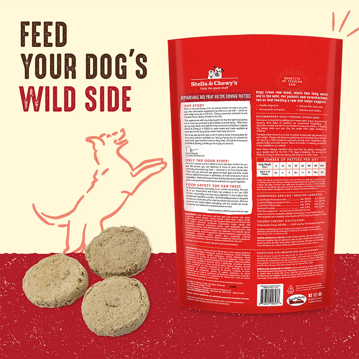 Stella &amp; Chewy&#39;s Freeze-Dried Raw Remarkable Red Meat Dinner Patties Dog Food