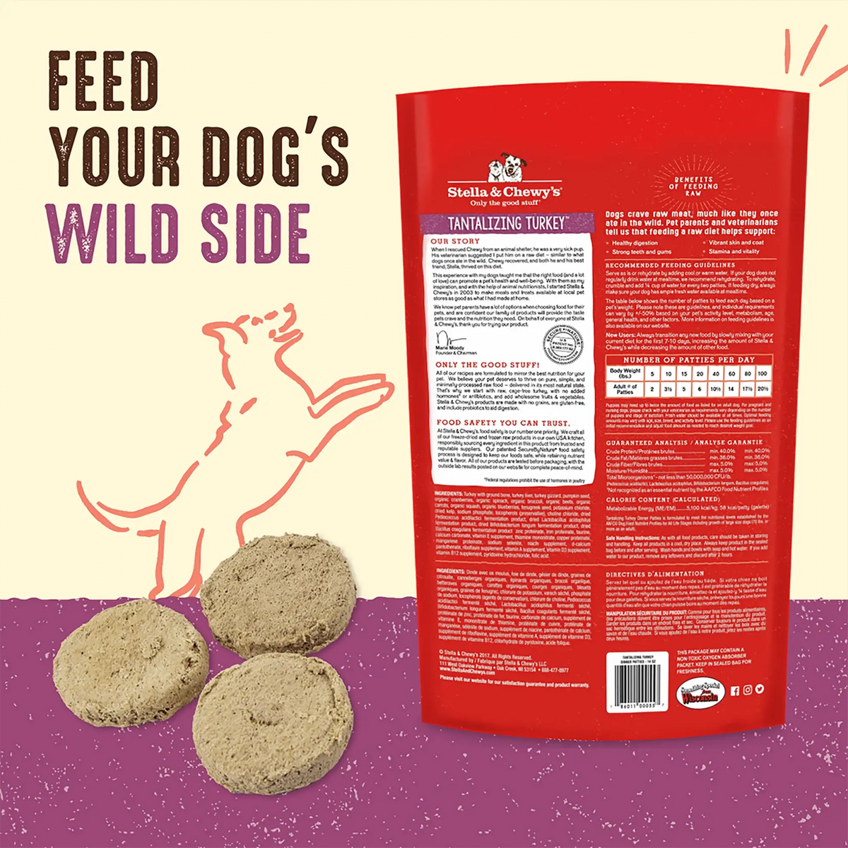 Stella &amp; Chewy&#39;s Freeze-Dried Raw Tantalizing Turkey Dinner Patties Dog Food