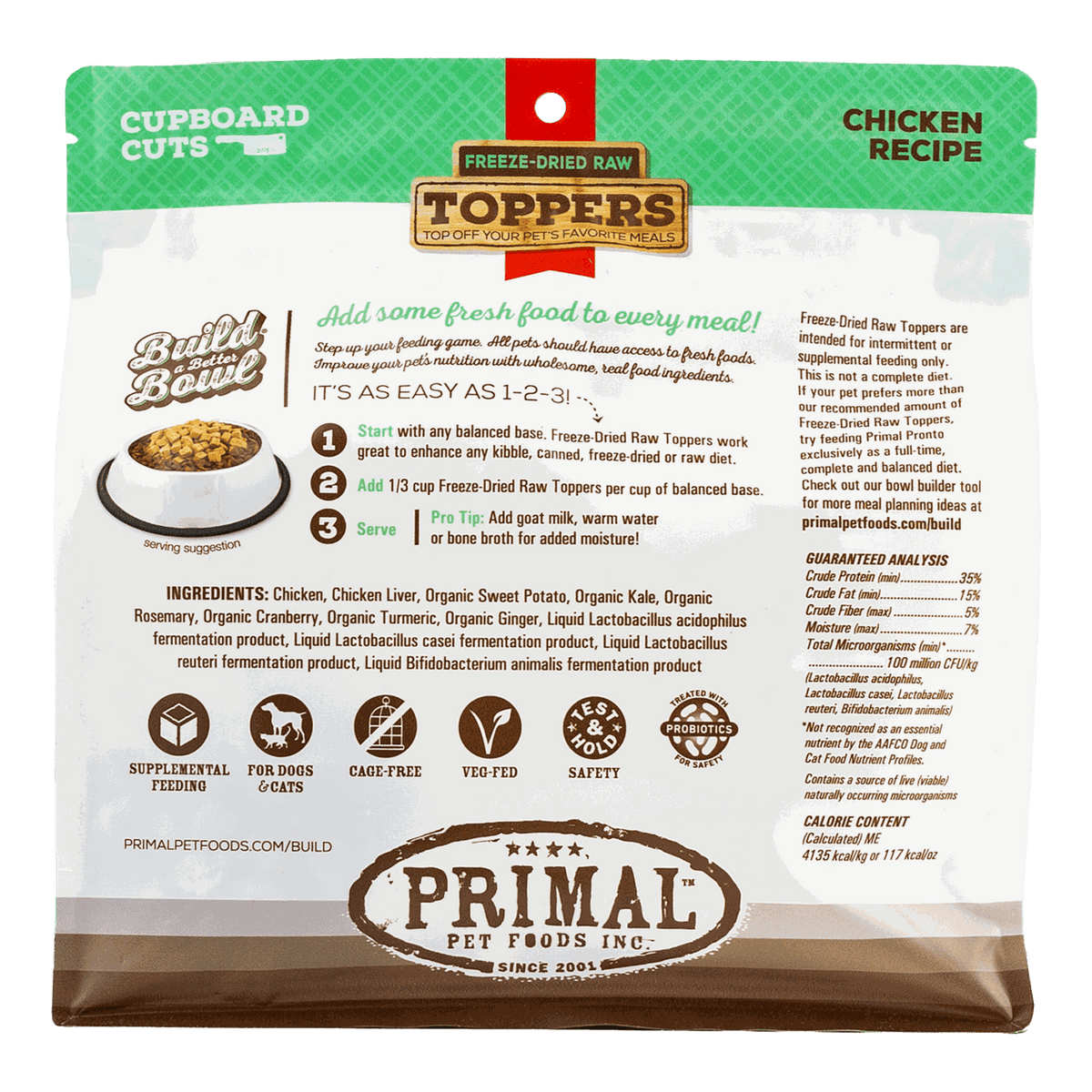 Primal Cupboard Cuts Chicken Freeze-Dried Raw Dog &amp; Cat Meal Topper