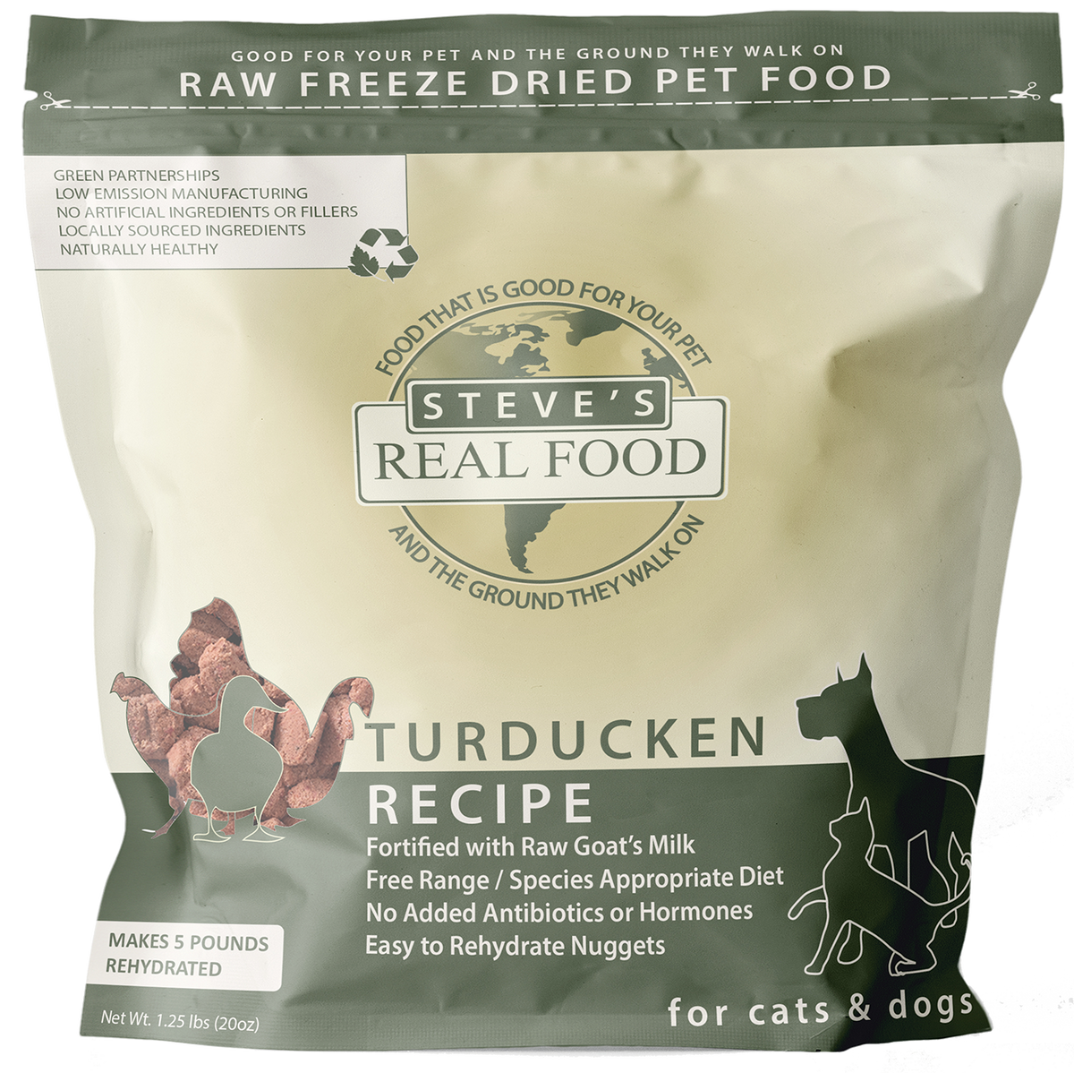Steve&#39;s Real Food Freeze-Dried Raw Nuggets Turkducken Dog &amp; Cat Food