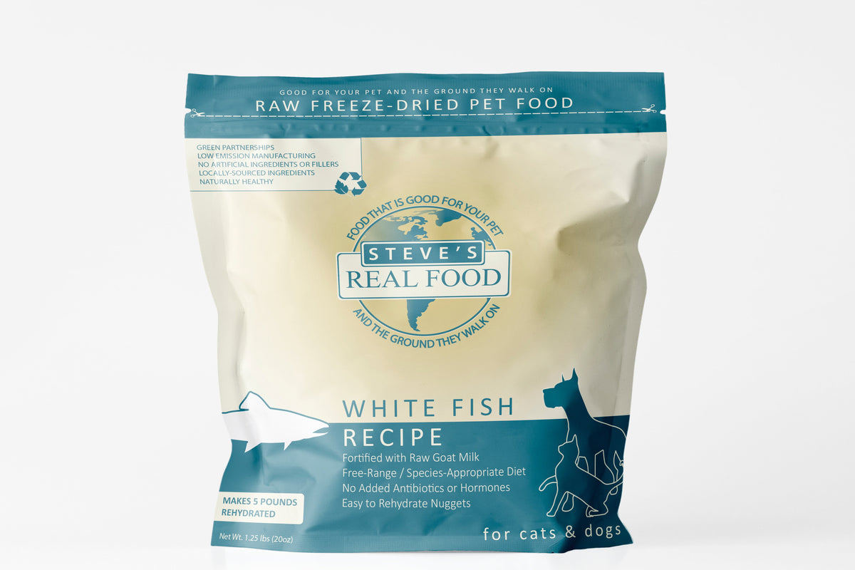 Steve&#39;s Real Food Freeze-Dried Raw Nuggets Whitefish Dog &amp; Cat Food