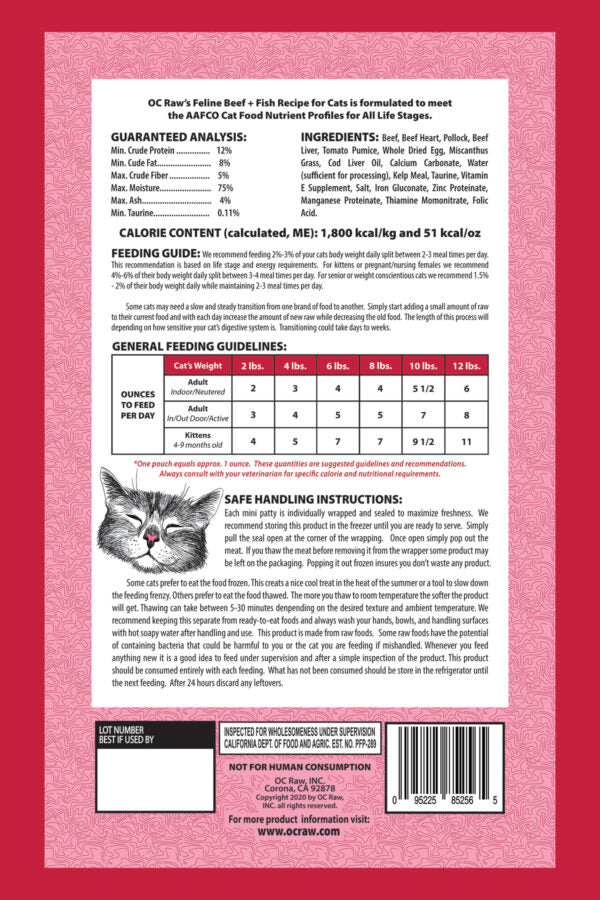 OC Raw Beef &amp; Fish Frozen Raw Cat Food