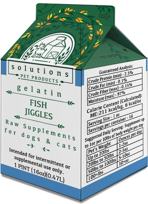 Solutions Pet Products Fish Jiggles Frozen Gelatin Bone Broth for Dogs and Cats