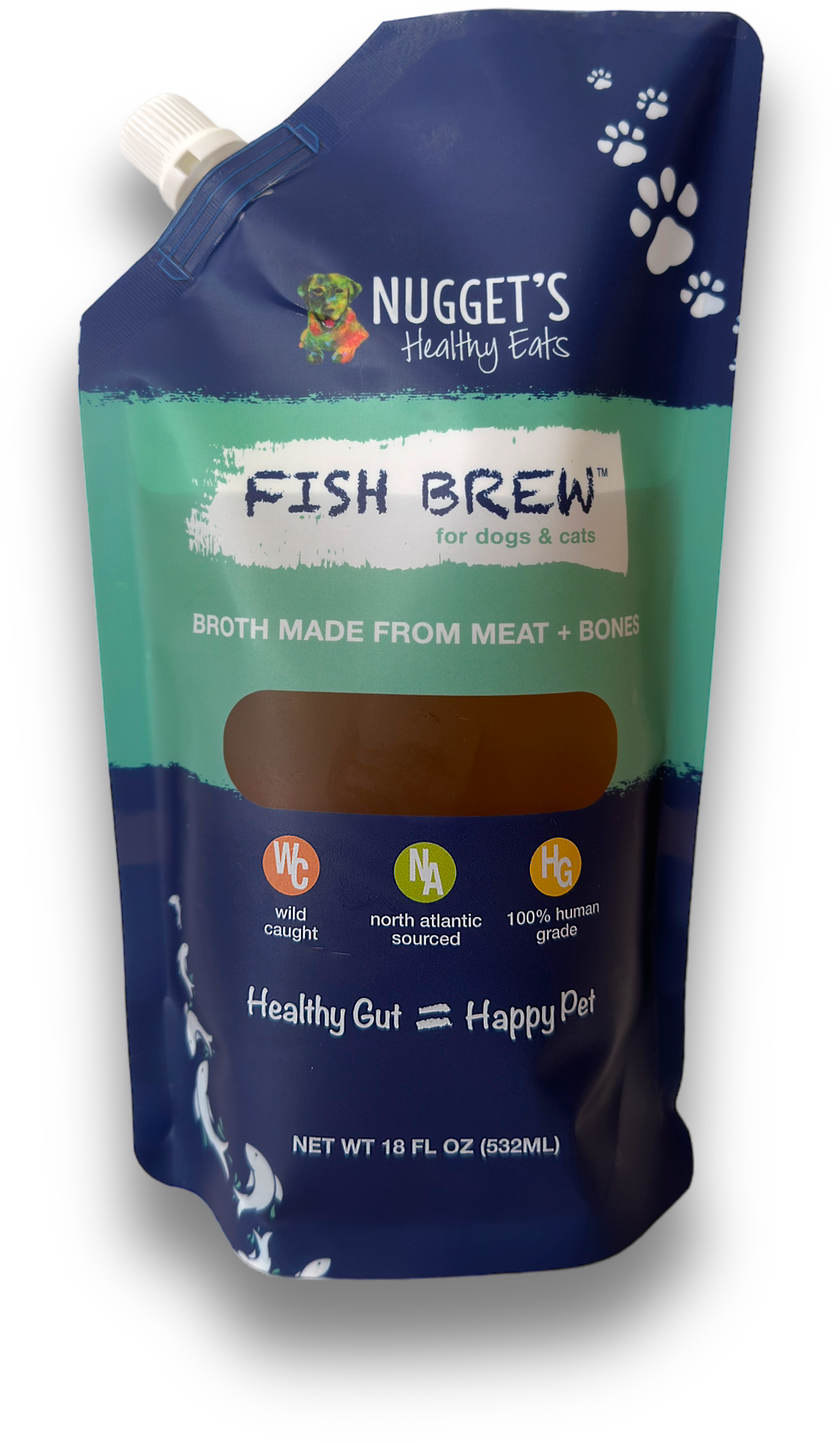 Nugget&#39;s Healthy Eats Dog &amp; Cat Frozen Bone Brew Fish Broth