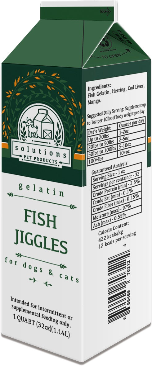 Solutions Pet Products Fish Jiggles Frozen Gelatin Bone Broth for Dogs and Cats
