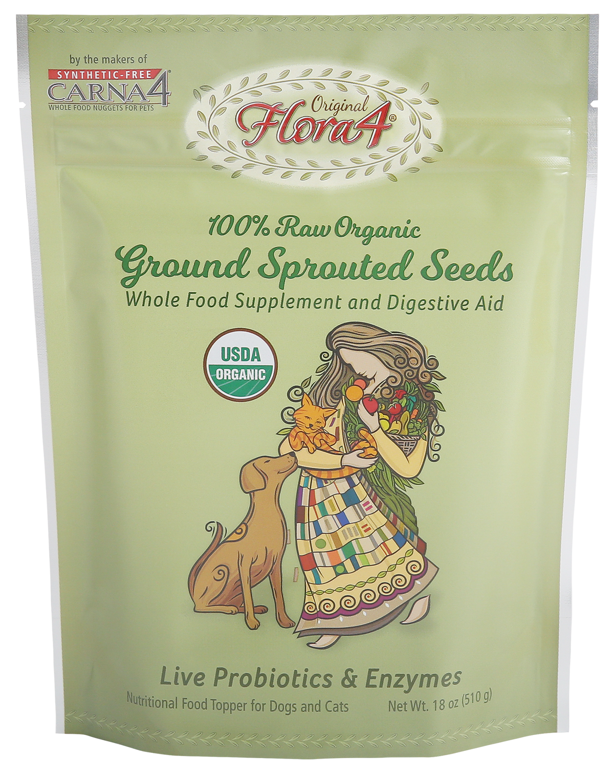 Carna4 Flora4 Ground Sprouted Seeds Dog &amp; Cat Food Topper Supplement