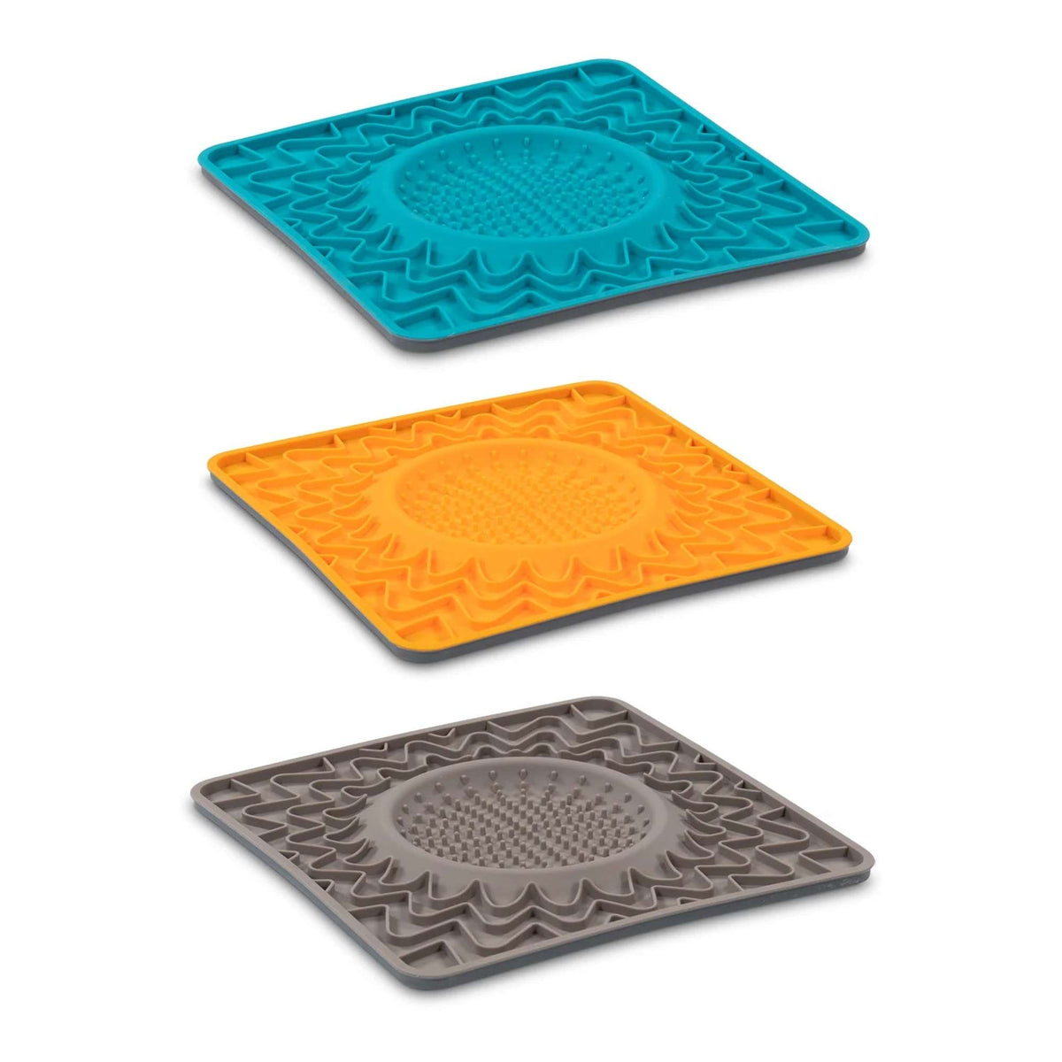 Messy Mutts Framed (Spill Resistant) Silicone Lick Mat with Bowl Center for Dogs and Cats