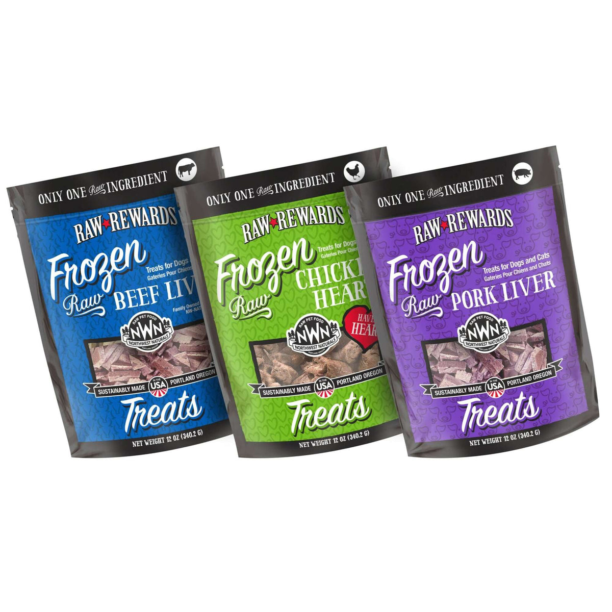 Northwest Naturals Raw Rewards Frozen Chicken Hearts Dog &amp; Cat Treats