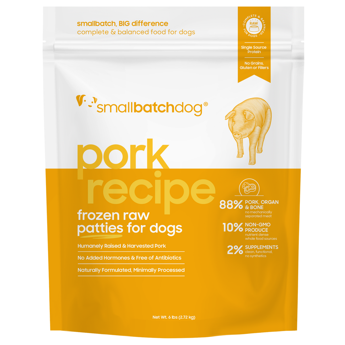 Small Batch Pork Patties Frozen Raw Dog Food