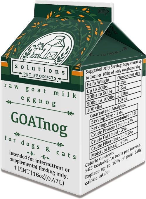 Solutions Pet Products GOATnog Frozen Raw Goat Milk for Dogs and Cats