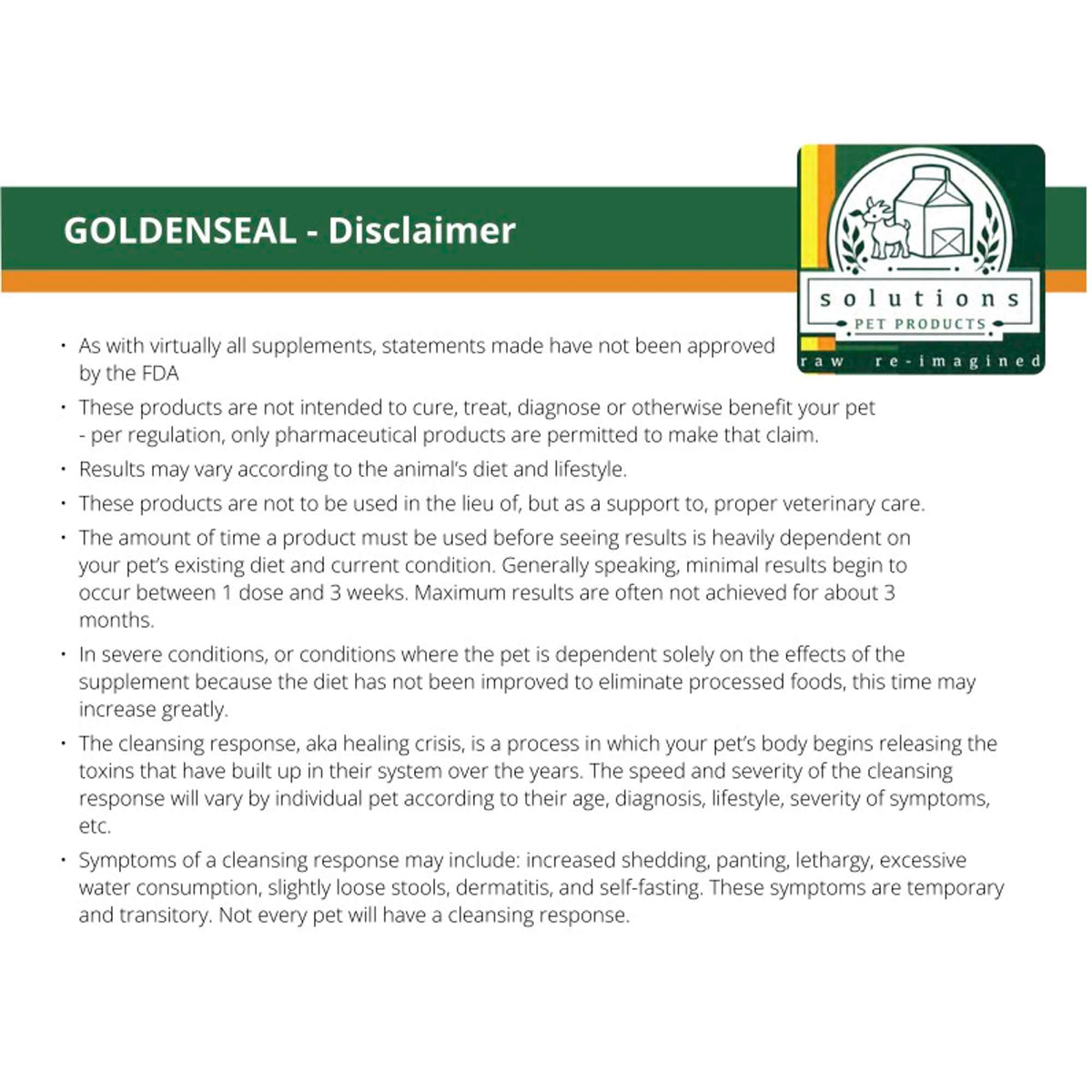 Solutions Pet Products Goldenseal/Berberine Herbal Dog &amp; Cat Supplement