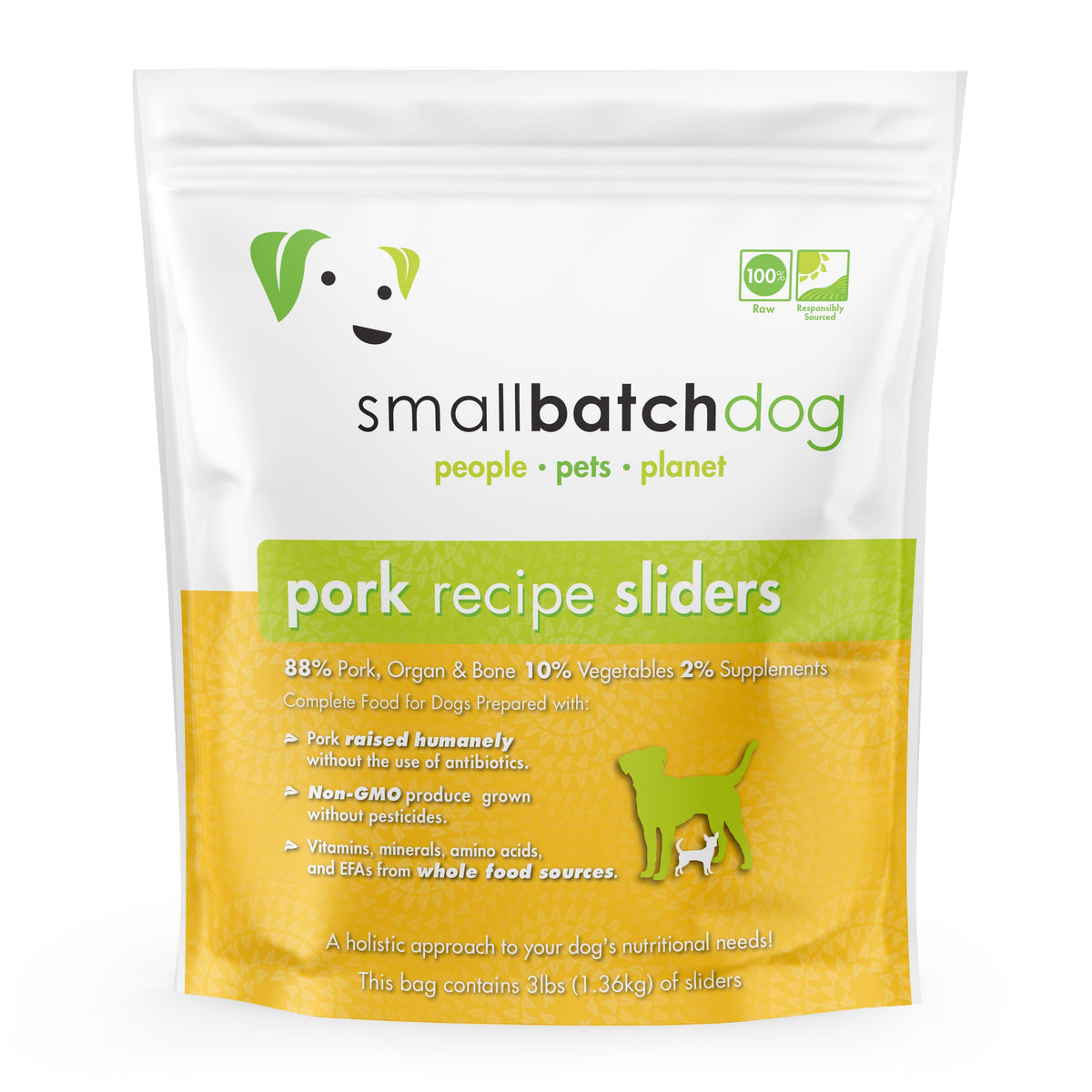 Small Batch Pork Sliders Frozen Raw Dog Food