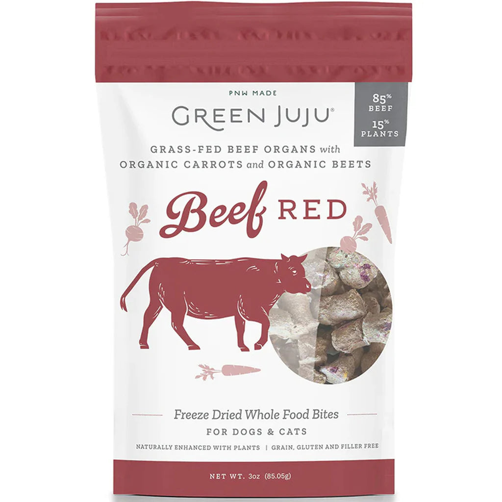 Green Juju Freeze-Dried Beef Red Dog &amp; Cat Whole Food Bites