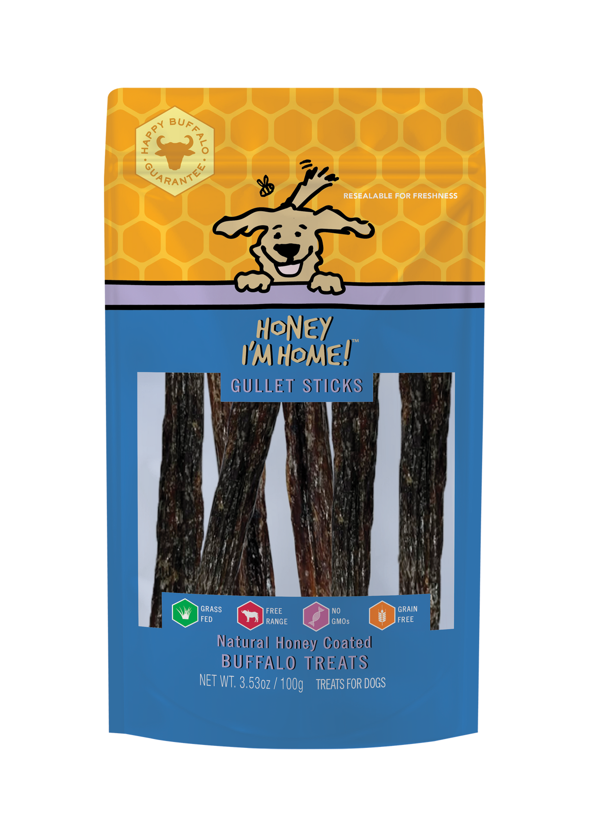 Honey I&#39;m Home! Water Buffalo Gullet Sticks Dog Treats