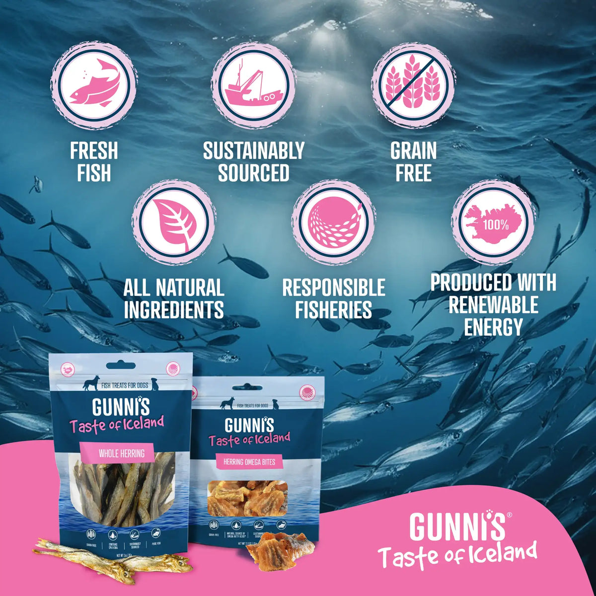 Gunni&#39;s Pet Taste of Iceland Whole Herring Dog Treats
