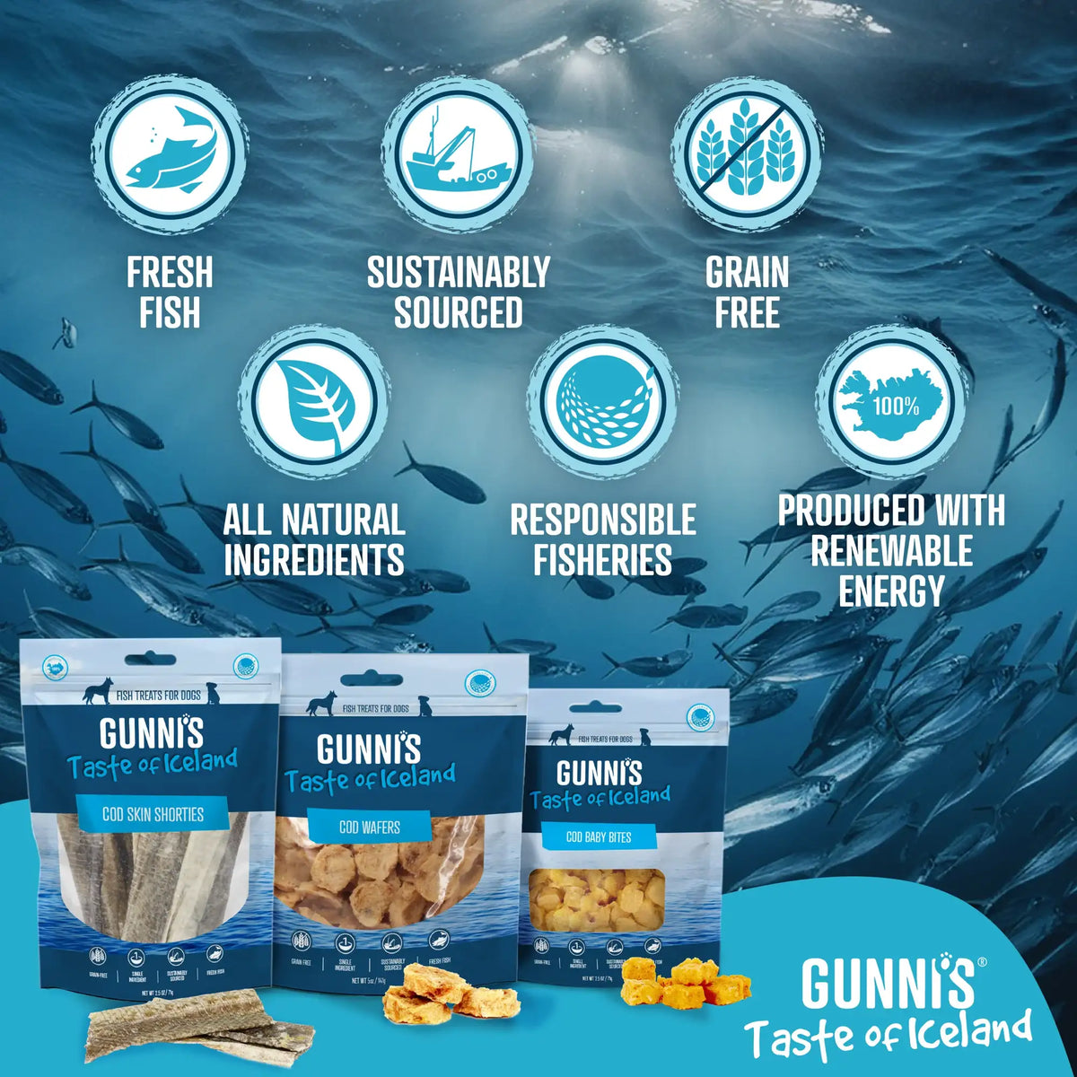 Gunni&#39;s Pet Taste of Iceland Cod Skin Shorties Dog Treats