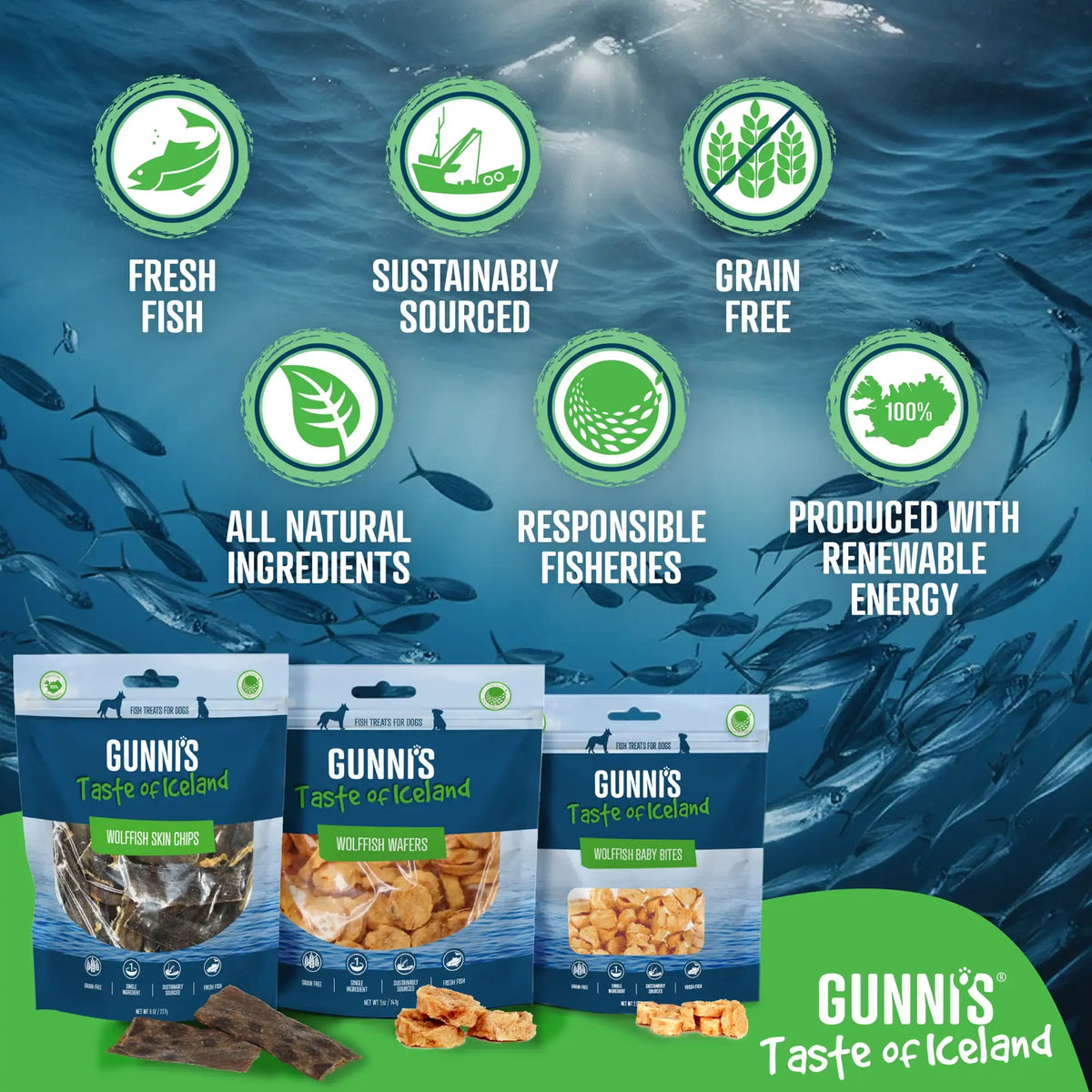 Gunni&#39;s Pet Taste of Iceland Wolffish Baby Bites Dog Treats
