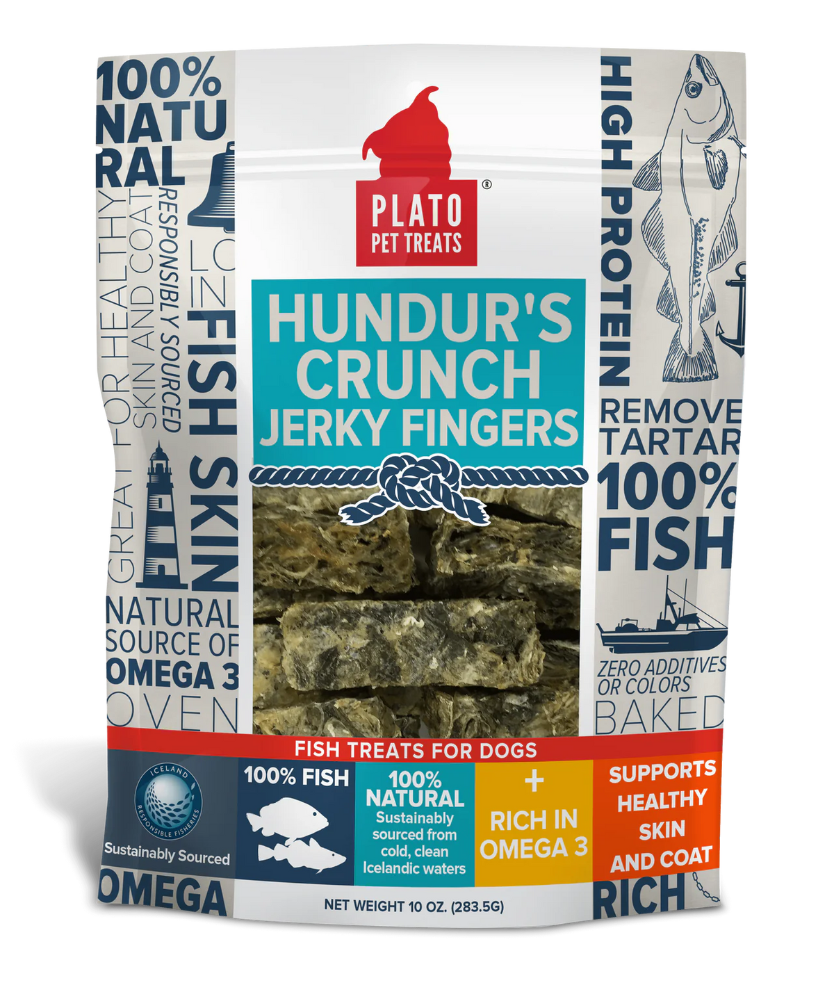 Plato Pet Treats Hunder&#39;s Crunch Jerky Fingers for Dogs