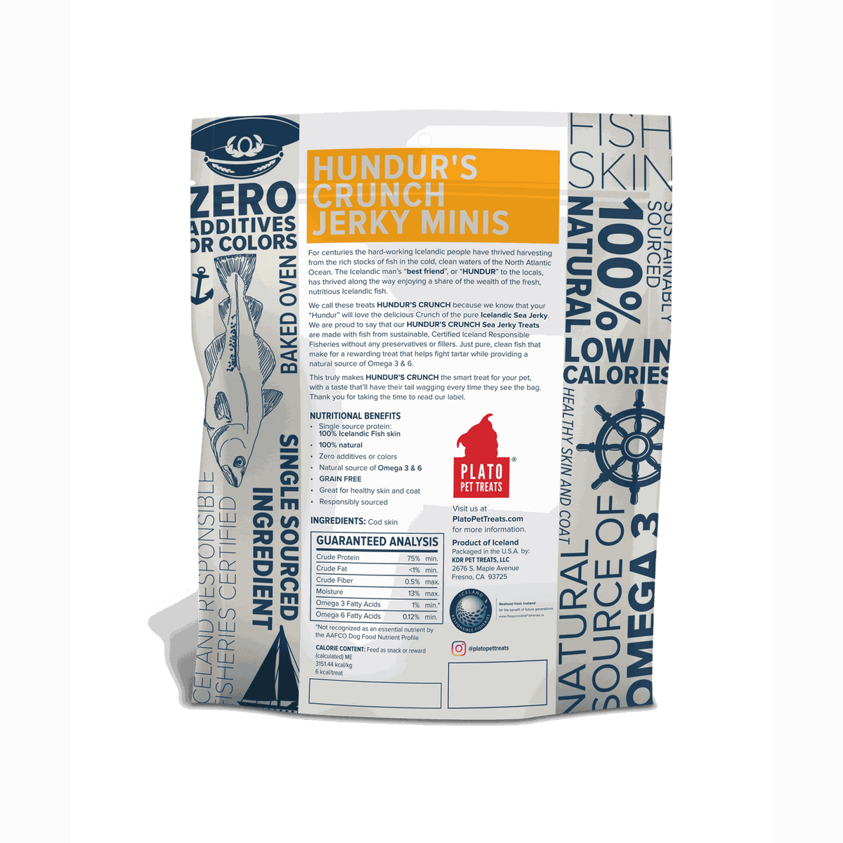 Plato Pet Treats Hunder&#39;s Crunch Jerky Minis for Dogs