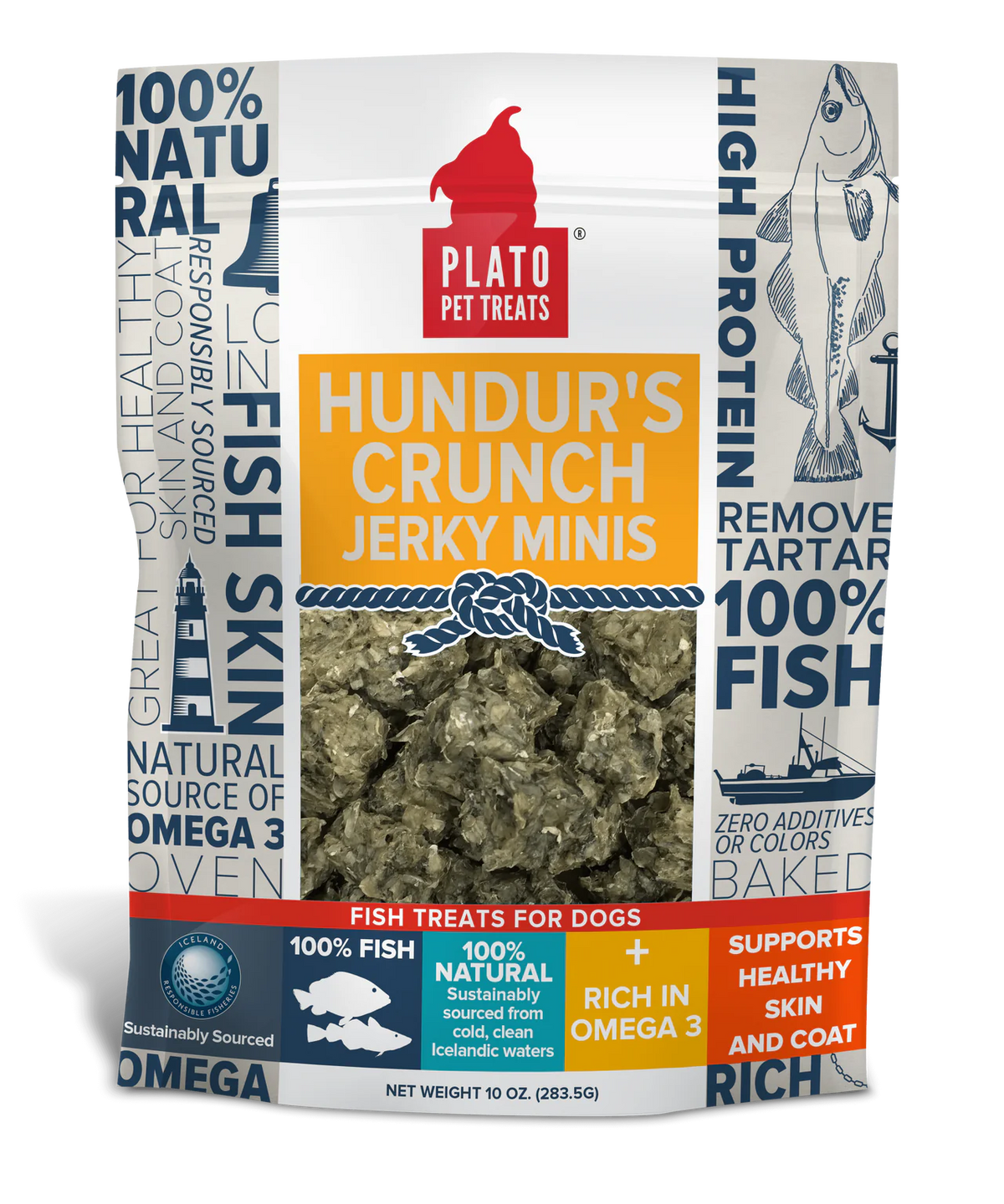 Plato Pet Treats Hunder&#39;s Crunch Jerky Minis for Dogs