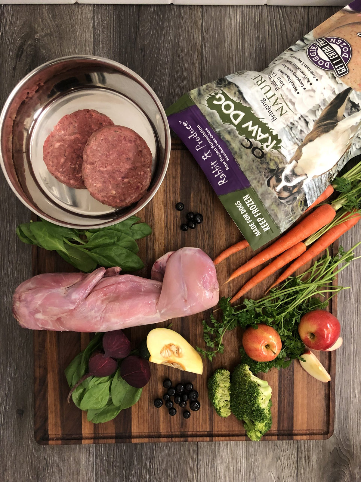 OC Raw Rabbit &amp; Produce Frozen Dog Food
