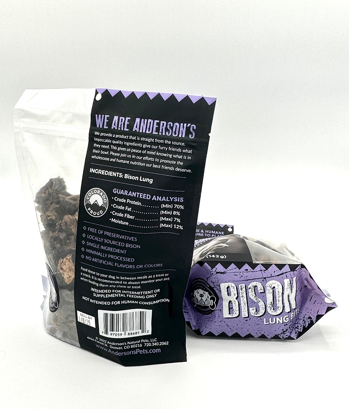 Anderson&#39;s Colorado Pasture-Raised Bison Lung Bits Dog Treats