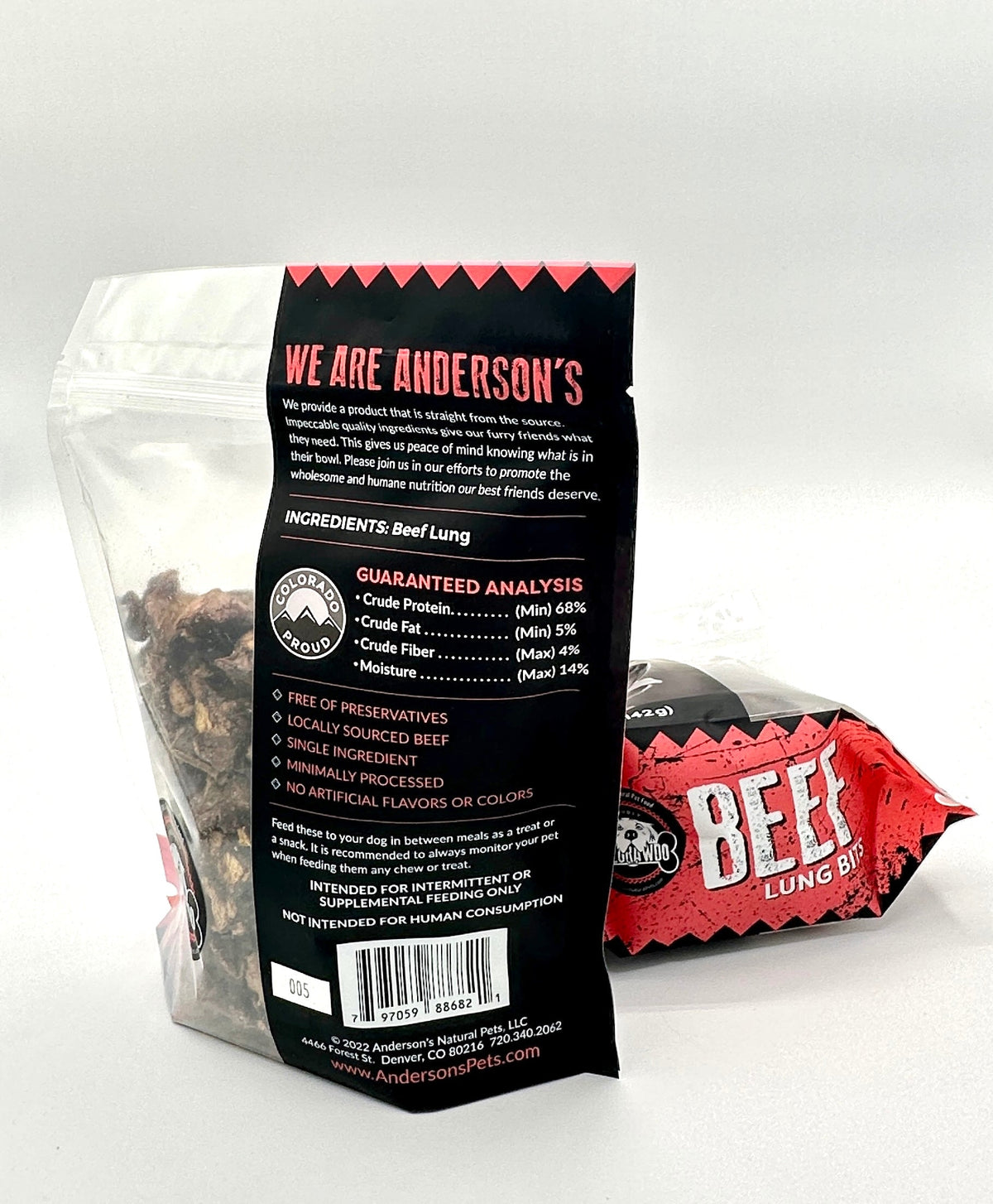 Anderson&#39;s Colorado Grass-Fed Beef Lung Bits Dog Treats