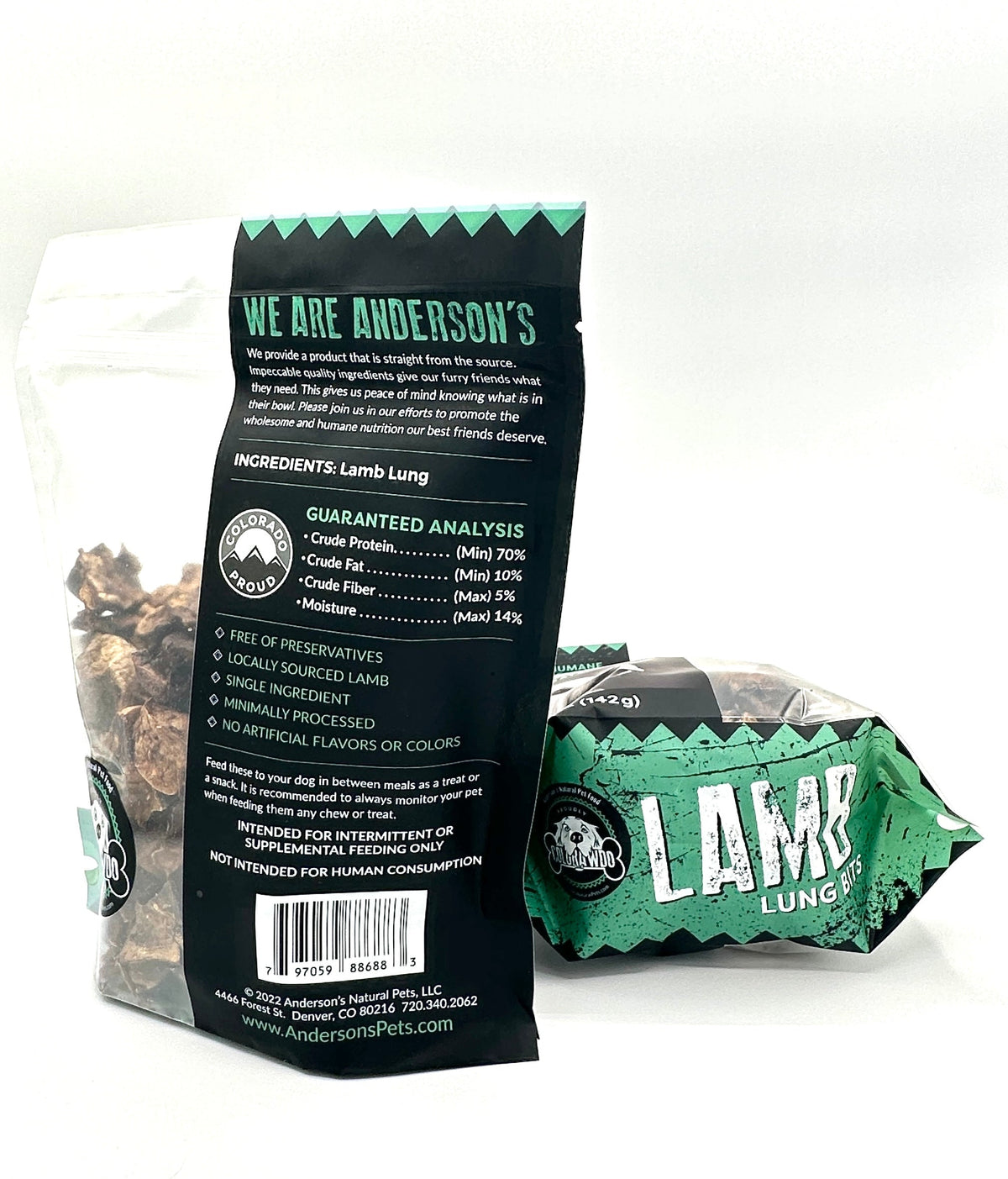 Anderson&#39;s Colorado Pasture-Raised Lamb Lung Bits Dog Treats