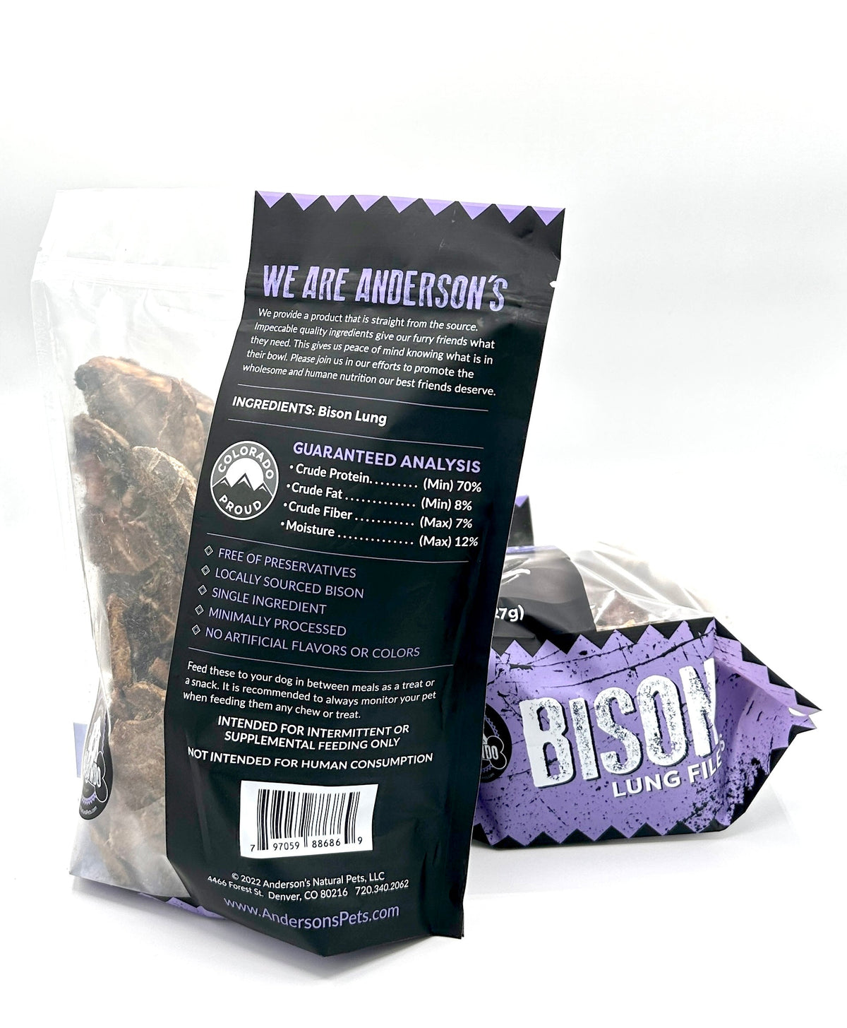 Anderson&#39;s Colorado Pasture-Raised Bison Lung Slices Dog Treats
