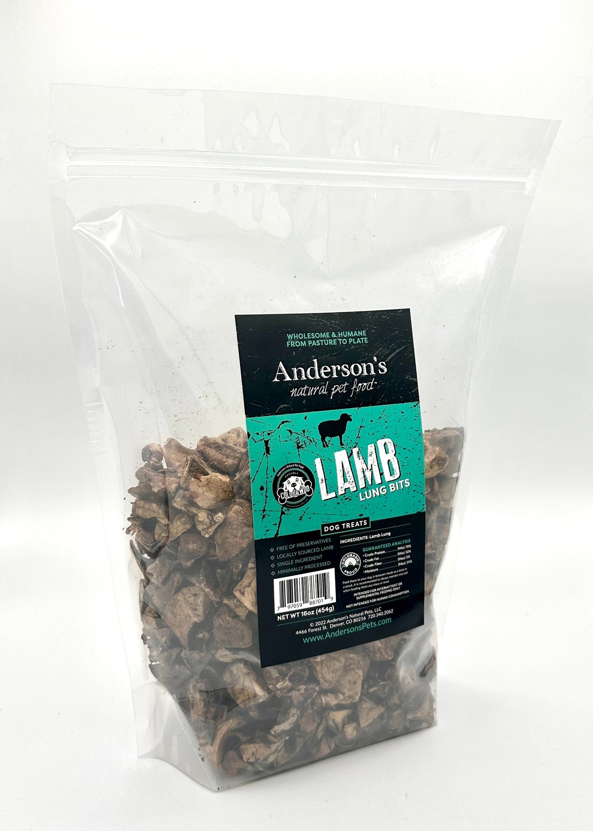 Anderson&#39;s Colorado Pasture-Raised Lamb Lung Bits Dog Treats
