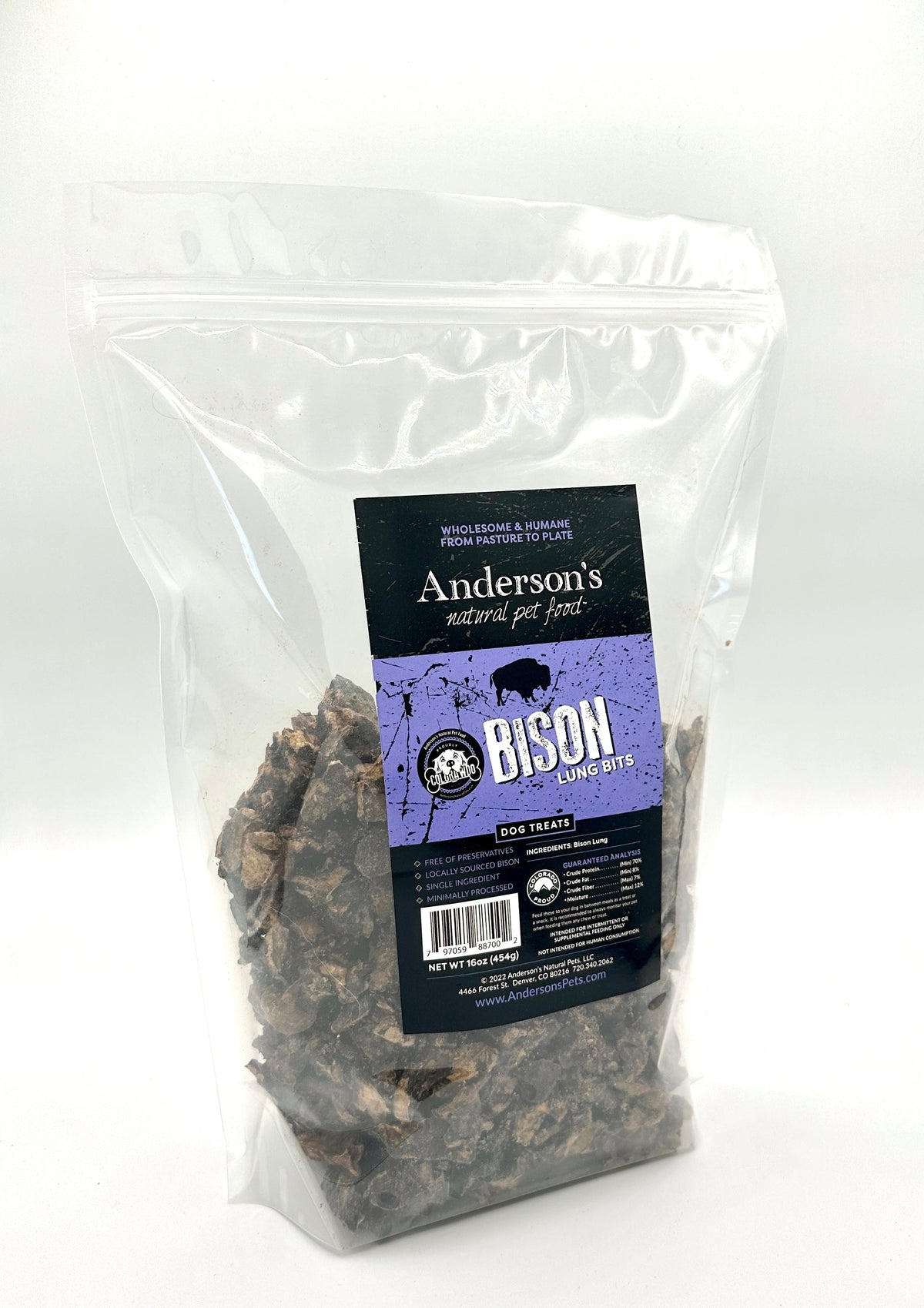 Anderson&#39;s Colorado Pasture-Raised Bison Lung Bits Dog Treats
