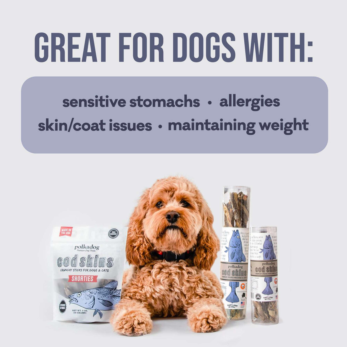 Polkadog Bakery Cod Skin Crunchy Sticks Dog &amp; Cat Treats