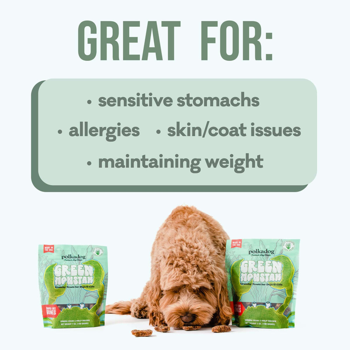 Polkadog Bakery Green Monstah Crab &amp; Kelp Dog Treats