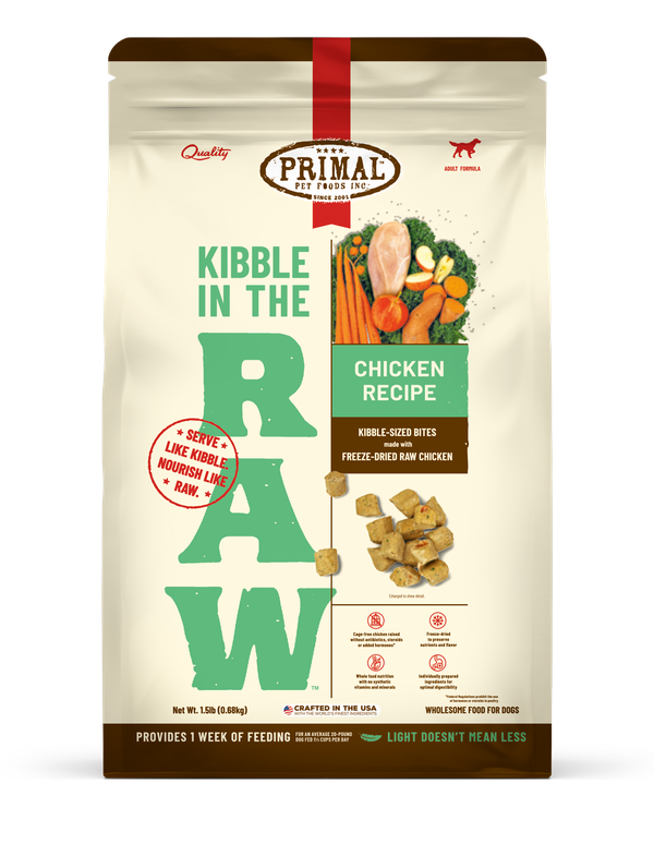 Primal Kibble in the Raw Freeze-Dried Raw Chicken Dog Food
